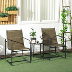 Balcony Chairs, Set of 2, Armrests, Breathable, Metal, Brown
