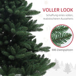 Artificial Christmas Tree, 180cm 880 Tips, Foldable Steel Base, Flame Retardant, Green