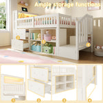 Mid-Height Bed 90x200 cm with Drawers, Storage & LED Lighting, White