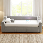 Sofa Bed, Bluetooth Stereo, Storage, Slatted Frame, Light Grey Velvet