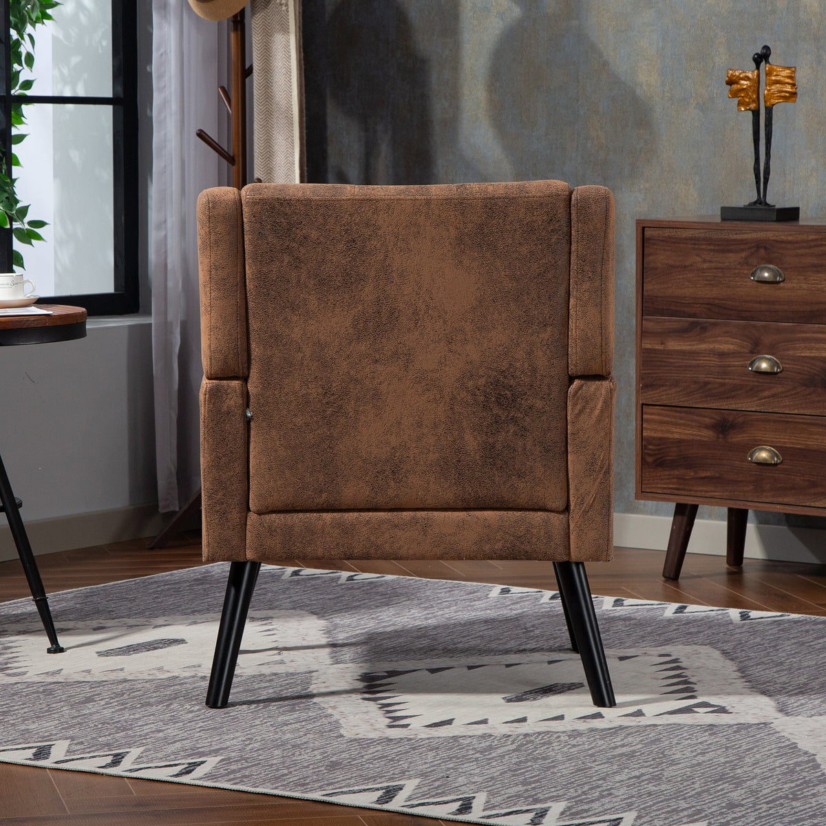 2-Piece Accent Armchair Set with High-Density Foam and Solid Wood Legs, Durable Fabric
