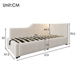 Daybed, 90x200cm Sofa with Hydraulic Storage, Reading Light & USB-C, Velvet Beige