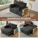 Sofa Bed, Folding with Storage, Cup Holder, USB, Gray