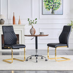 Dining Chairs Set of 2 with High Backrest and Padded Cushion, Black and Gold