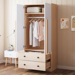 Wardrobe 70x40x170cm Double Door Design Drawers Storage, Wood Color/White