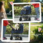 Pet Stroller Cat Buggy, Foldable Lightweight, Oxford Blue