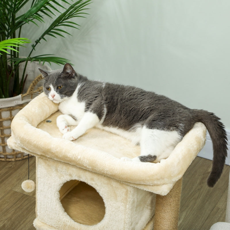 Cat Tree, Jute Scratching Mat, Cat House, Beige