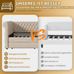 Vintage Upholstered Sofa Bed, 90x200 cm, 2 Storage Drawers, Linen Beige
