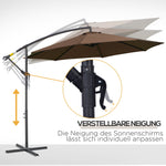 Cantilever Parasol, Sunshade Ø3x2.5m with Crank, Steel Frame, Coffee Polyester Fabric