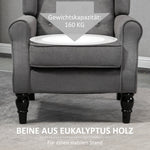 Single Armchair, Wingback Chair, Tufted, Dark Grey Polyester
