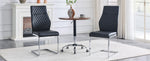 Dining Chair Set of 2, High Backrest and Padded Seat with Metal Frame, Black Diamond Pattern
