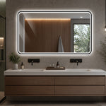 LED Bathroom Mirror 70x90 cm Dimmable Anti-Fog, Black Aluminum