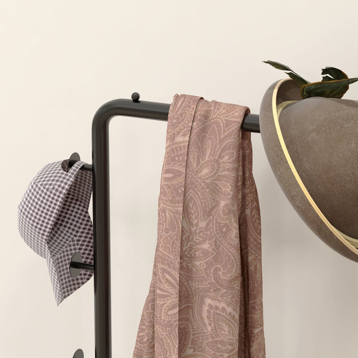 Coat Rack with Hooks & Tray, Hallway, Black