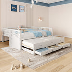 Bunk Bed 90x200cm House Bed Pull-out Bed 3 Drawers - White