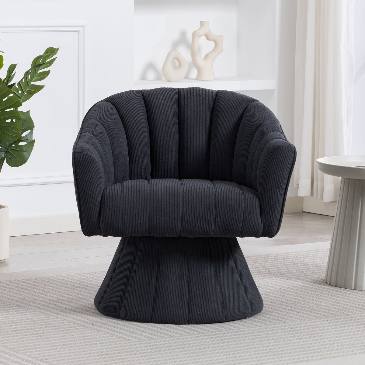 360° Swivel Chair with Ergonomic Cushions and Armrests, Dark Grey