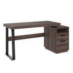 Modern Desk with Multifunctional Storage and Silent File Drawer, MDF and Steel, Brown