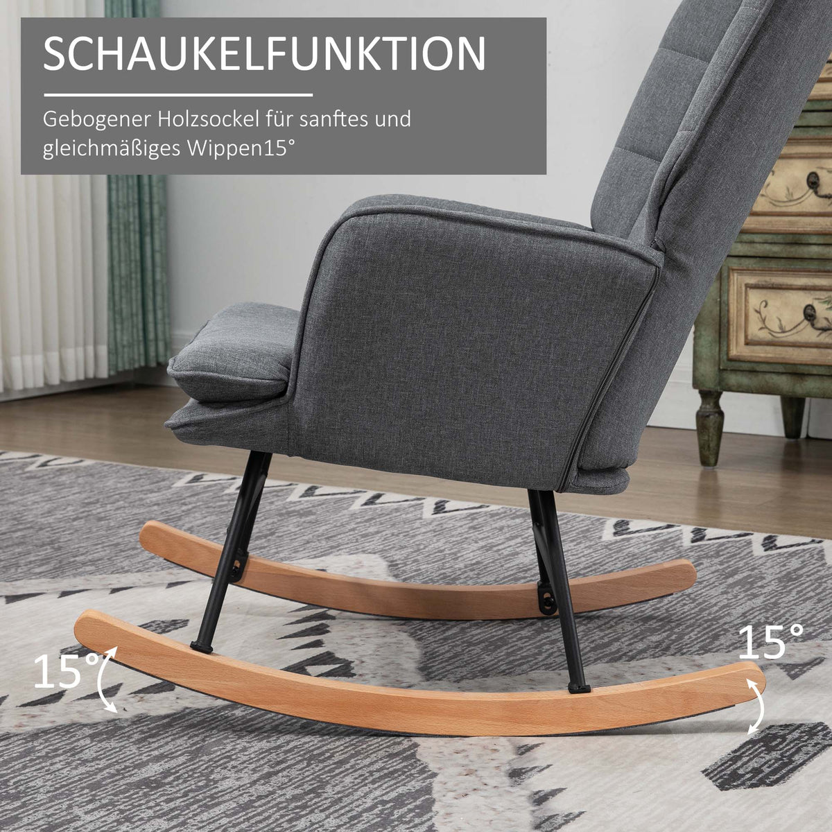 Rocking Chair with Stool, Nursing Chair, Linen Look