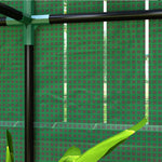 Greenhouse with shelves and roller door, winter-proof film, steel, green
