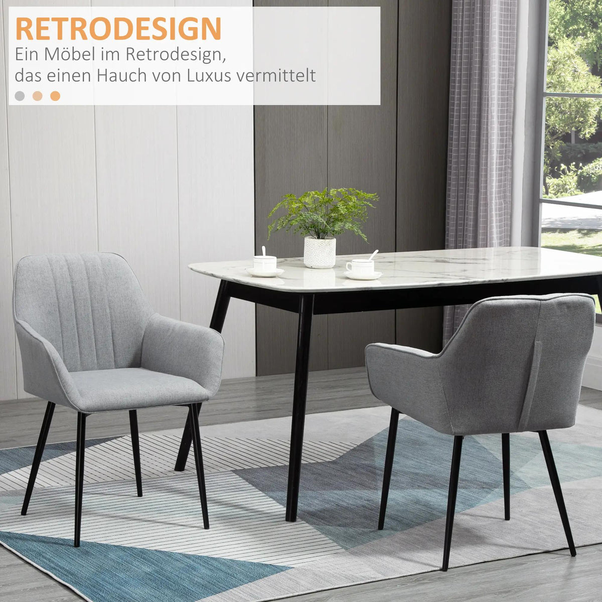 Dining Chairs, Set of 2, Upholstered, Light Grey Linen