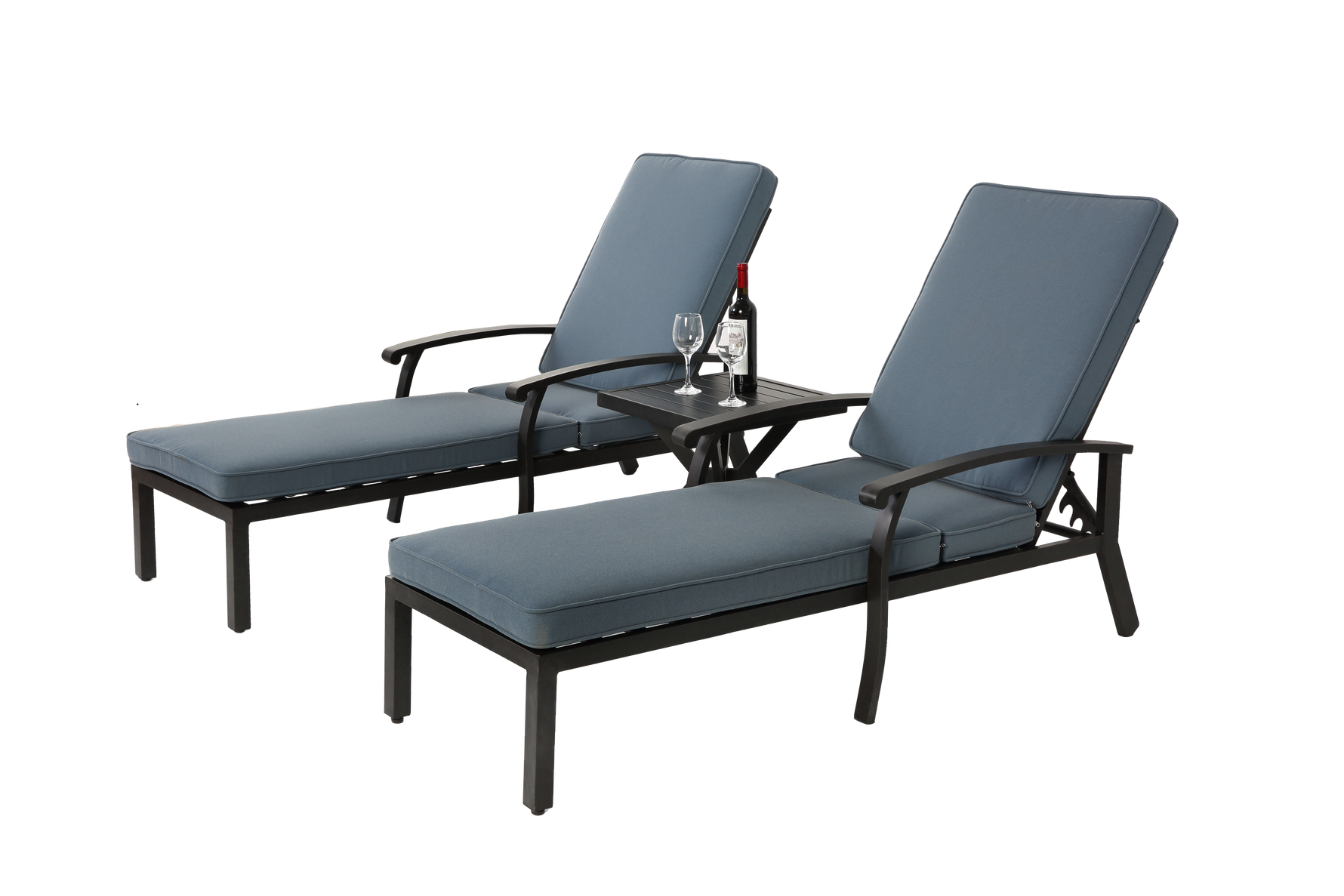 Lounge Patio Chair, Adjustable Reclining Rustproof Aluminum Poolside Chaise, Blue