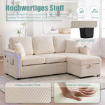 Velvet Sofa, LED USB-C Storage Footrest Cup Holders, Beige