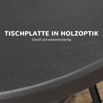 Garden Table Round Folding Ø80cm 4 People Wood Look Dark Grey
