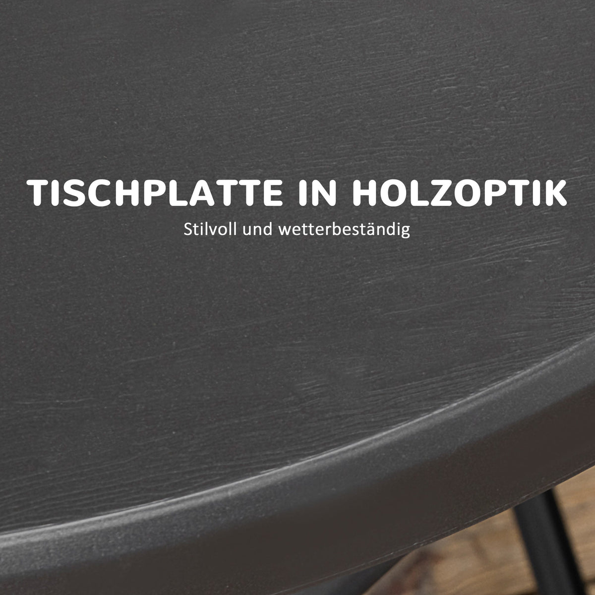 Garden Table Round Folding Ø80cm 4 People Wood Look Dark Grey