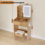 Dressing Table Set with LED Mirror & Power Outlet, Wood