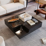 Coffee Table high gloss with removable storage box LED light effect white and black