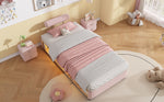 Children's Upholstered Bed with LED Shelf, 90x200 cm, Pink