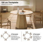 Round Dining Table 120x120cm 4-6 Seater Classic Scandinavian Style Oak