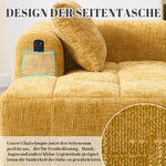 Chaise Longue Sofa, Soft with Side Pockets, No Assembly, Yellow
