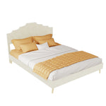 Modern Minimalist Soft Bed with Mattress 140x200cm, Beige