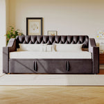 Upholstered Sofa Bed with USB & Storage, Dark Grey Velvet