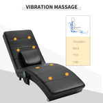 Leather Recliner with Massage Function, 8 Massage Points, Remote Control, High Backrest, Black