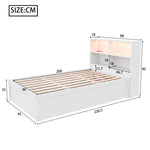 Sofa Bed 90*200, Hydraulic with Storage & Light Bar, White Wood