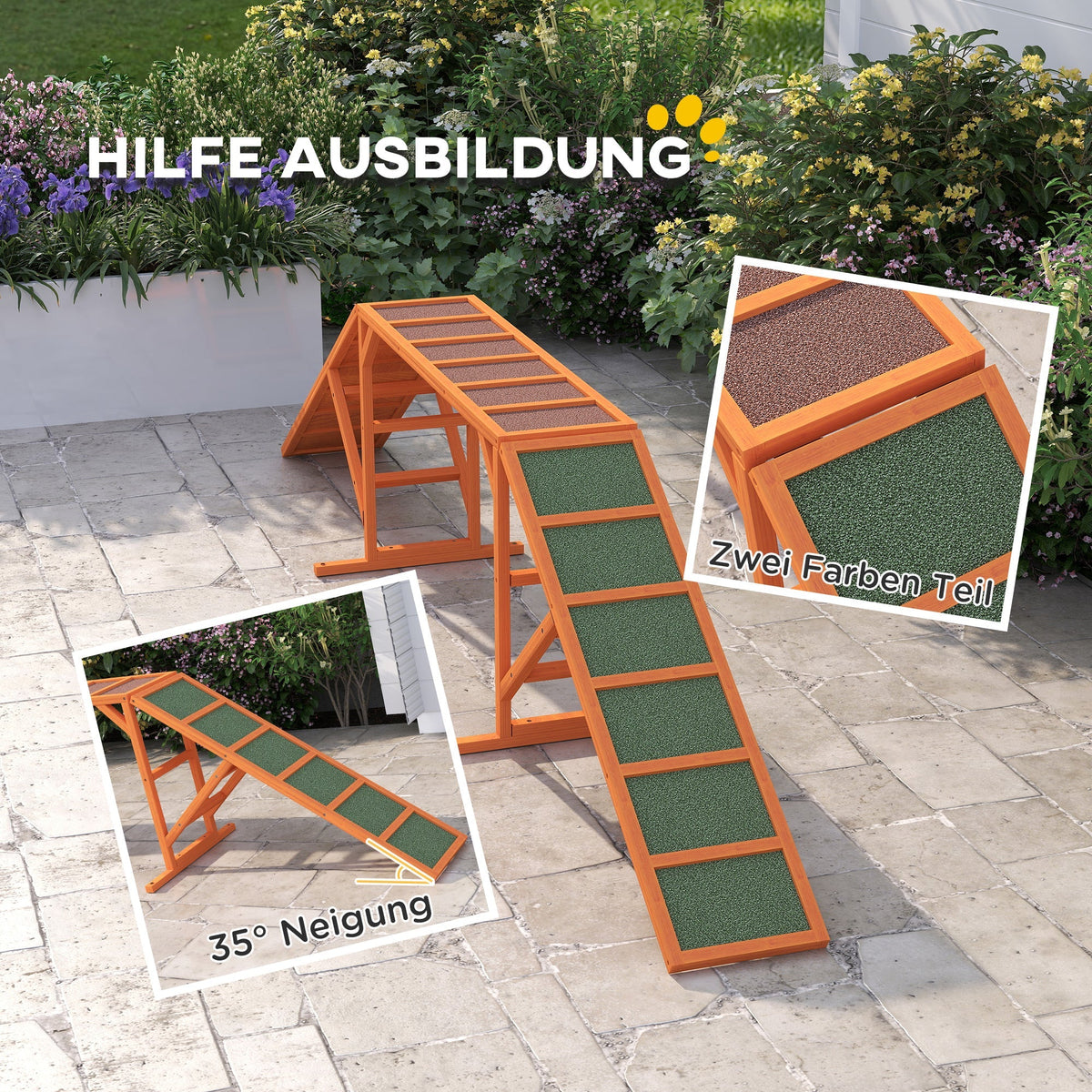 Dog Agility Bridge, Non-Slip Surface, Orange