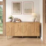 Modern Sideboard with 4 Doors and Adjustable Shelves, Natural Wood Look