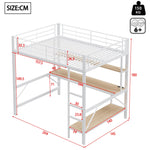 Loft Bed 140x200cm Desk Shelf LED USB/Power Outlet - White Metal