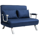 2-seater Sofa Bed, Adjustable Backrest, Velvet Blue