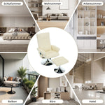 Recliner Chair with 5-Point Massage, Electric Heating, 360° Swivel, PU Fabric Beige