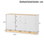 Sideboard with 3 Doors and 2 Drawers, Multifunctional Storage Furniture