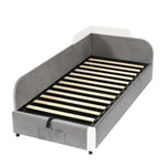 Upholstered Bed, Hydraulic with Storage, Velvet+Plywood Grey 90x200cm