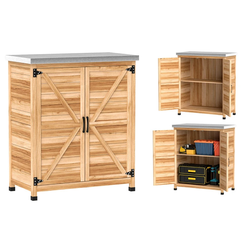 Garden Cabinet Internal Shelf Workbench 79x43x92cm - Wood Color