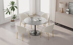 Dining Chairs Set of 4 with Gold Legs, Beige Chenille