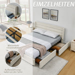 Double Bed 160*200 cm with 4 Storage Drawers, Chenille Beige