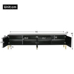 TV Cabinet 190cm Gold Table Legs - Black