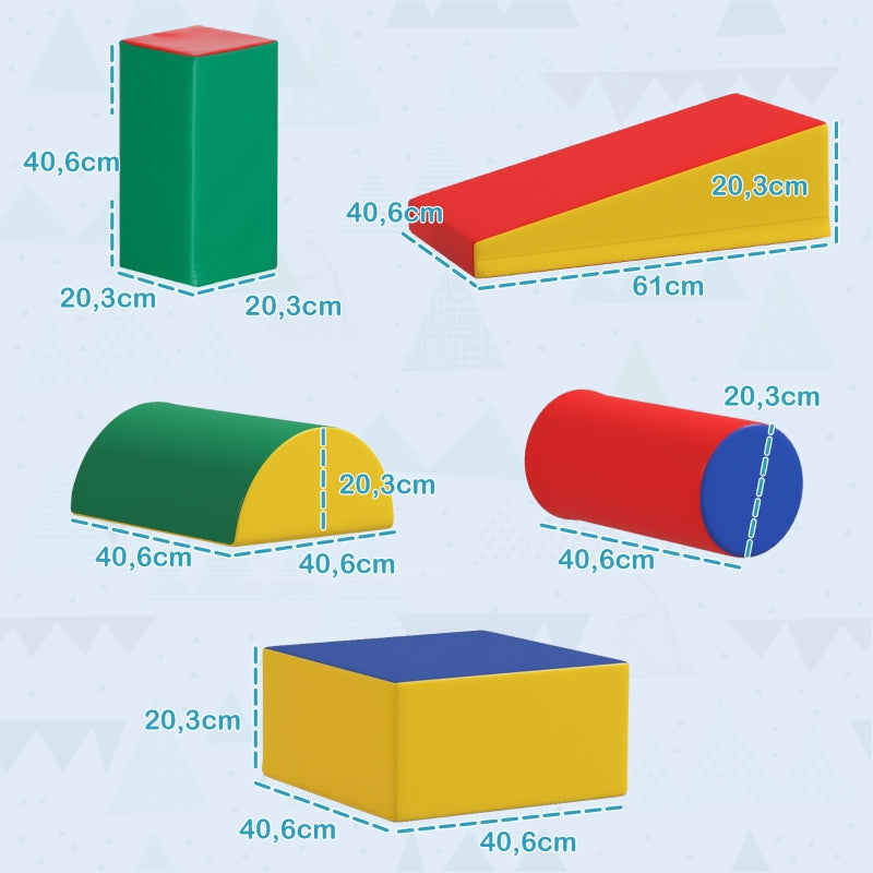 Soft Building Blocks for Climbing and Crawling, Various Shapes, Multicolored Faux Leather