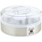 Yogurt Maker Machine, 7 Glass Jars, Stainless Steel, Silver and White