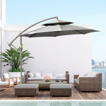 Parasol Cantilever, Double Roof Cross Base, Light Grey Polyester